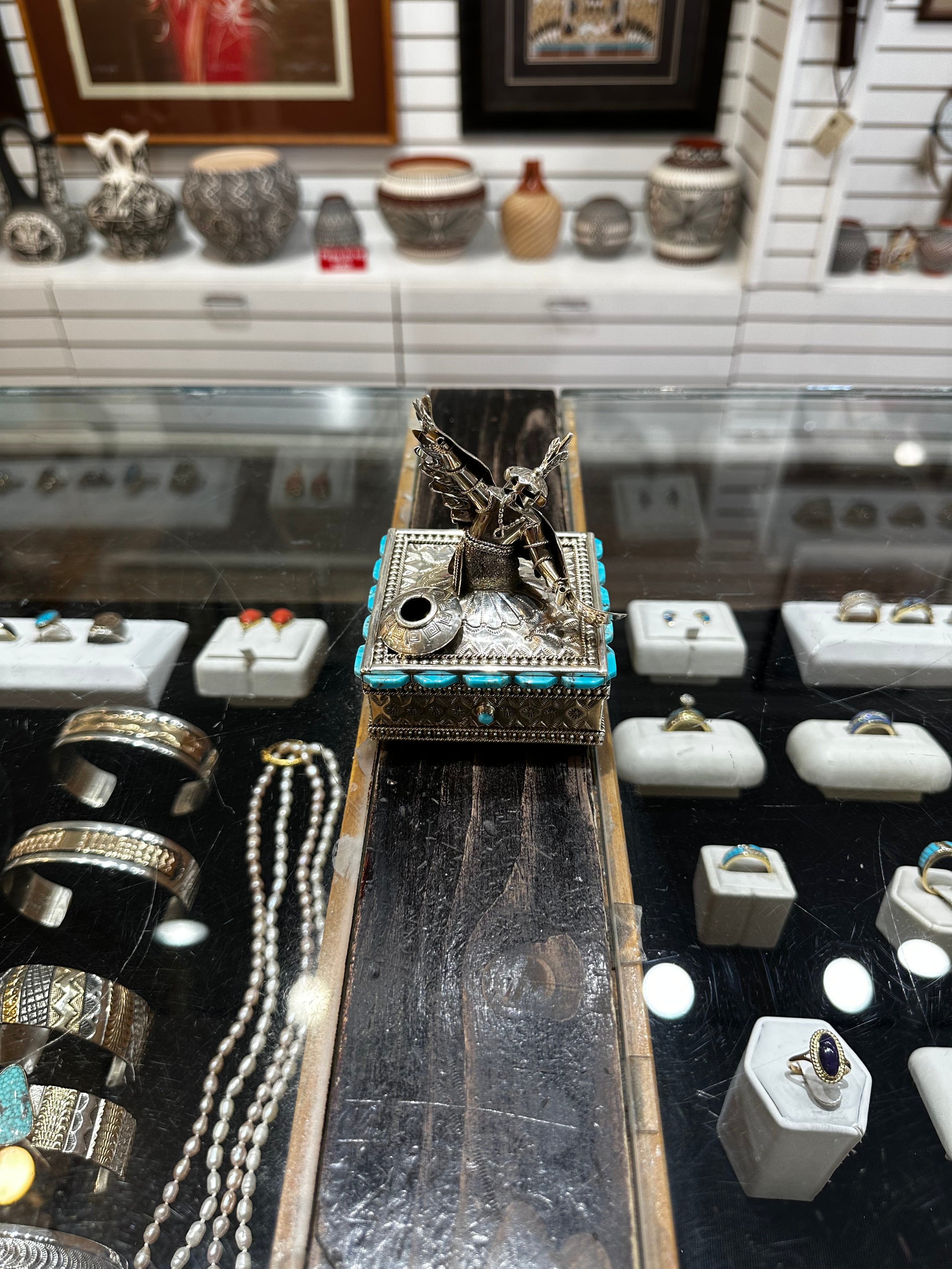 Handcrafted Silver Kachina Box by Wilford Begay