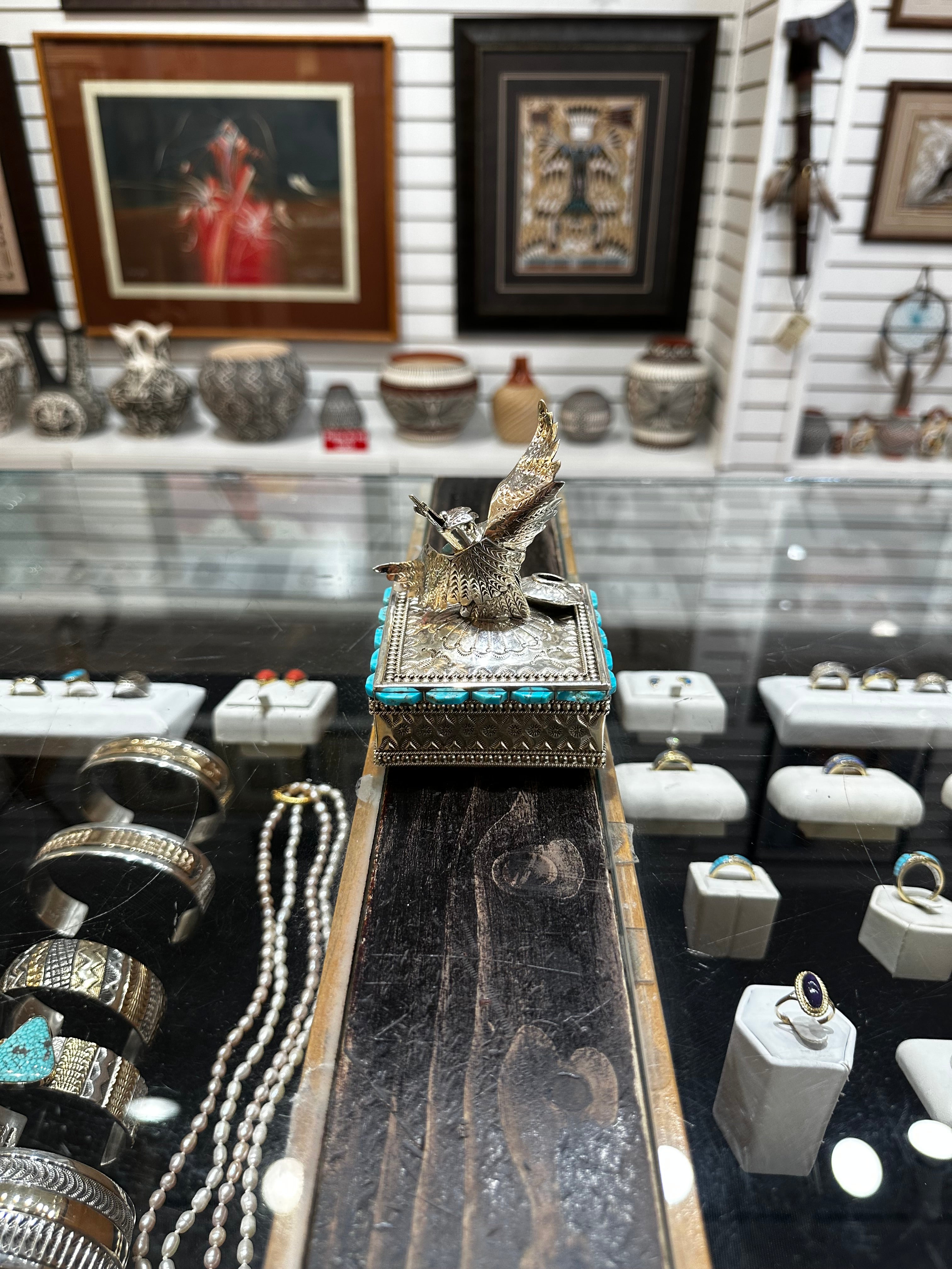 Handcrafted Silver Kachina Box by Wilford Begay