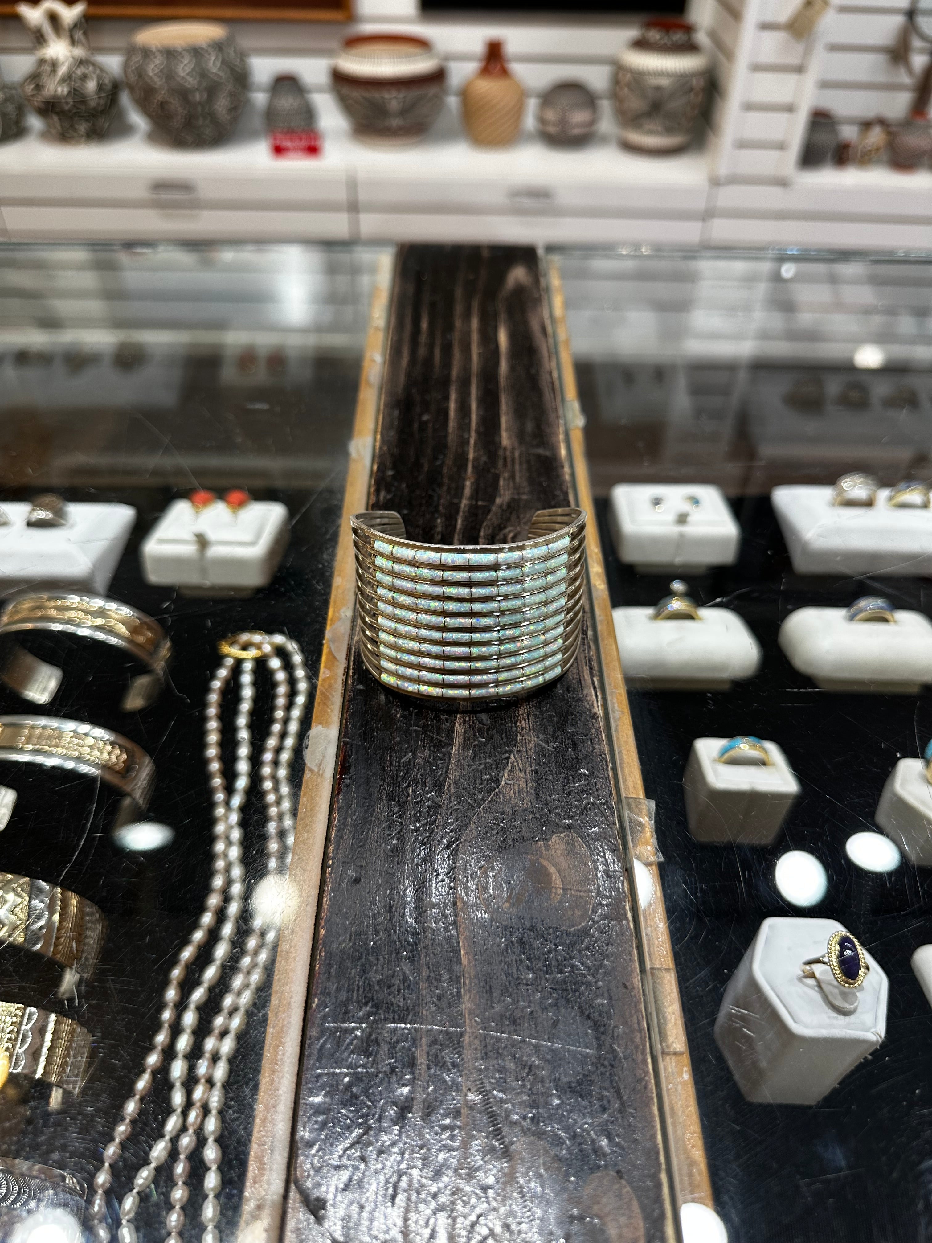 Handcrafted Opal 10-Row Cuff Bracelet by Anselm Wallace