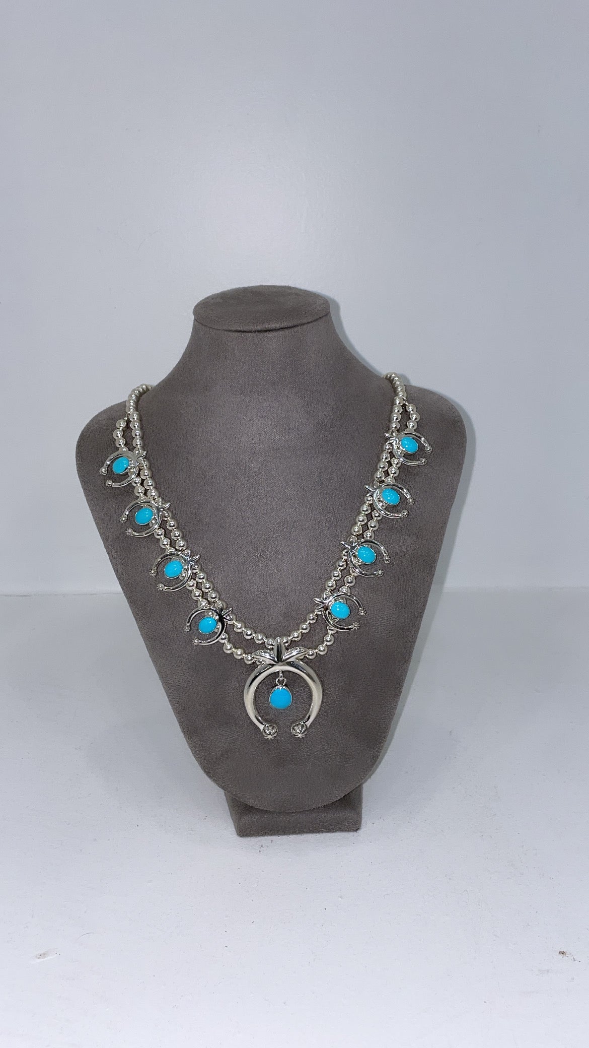 Woman’s Squash Blossom Necklace & Earring Set by Steve Francis