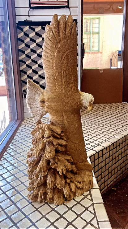 Texas Limestone Eagle Sculpture by Tim Washburn
