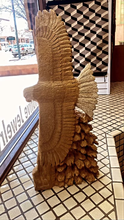 Texas Limestone Eagle Sculpture by Tim Washburn